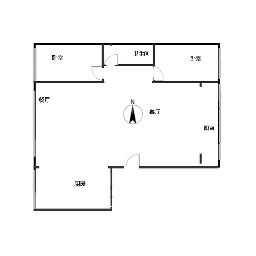 汇元尚品2室2厅1卫户型图
