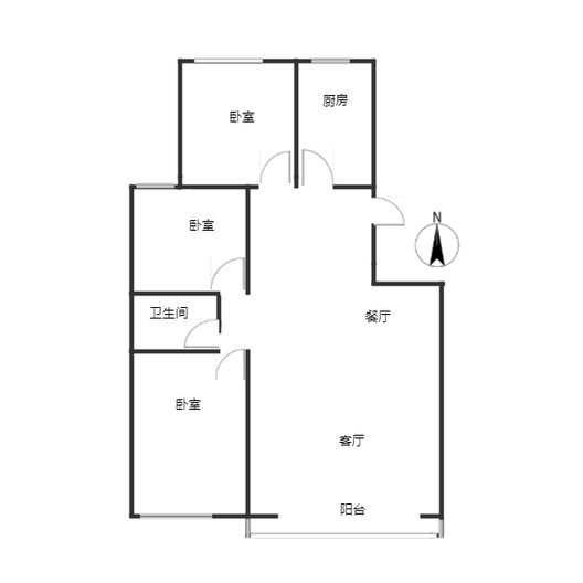 京中美居3室2厅1卫户型图