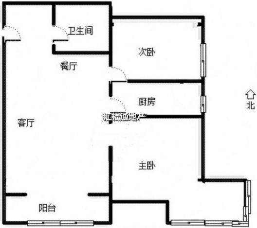 鹏渤印象城·牛津花园2室2厅1卫户型图