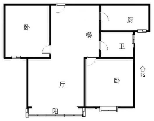 润卓天伦湾2室2厅1卫户型图