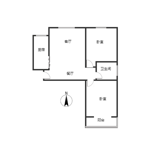 呈颐园小区2室2厅1卫户型图