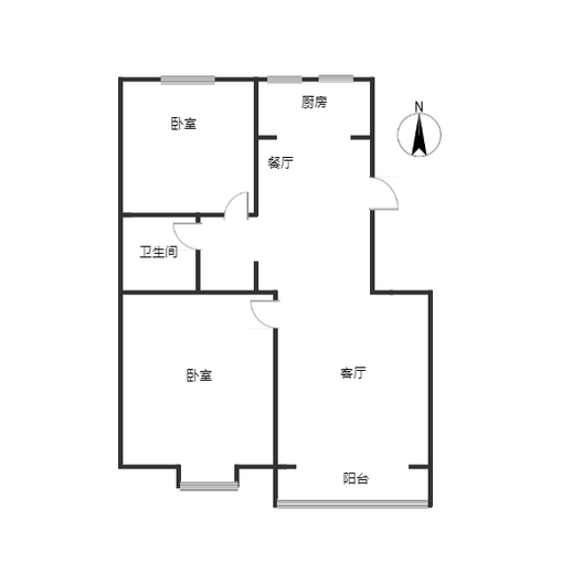 天地新城2室2厅1卫户型图