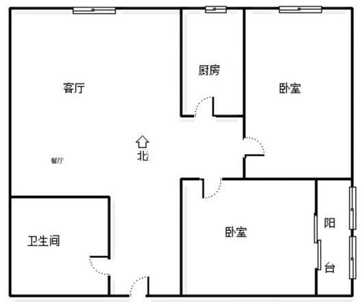 北新家园（锦绣范阳）2室2厅1卫户型图