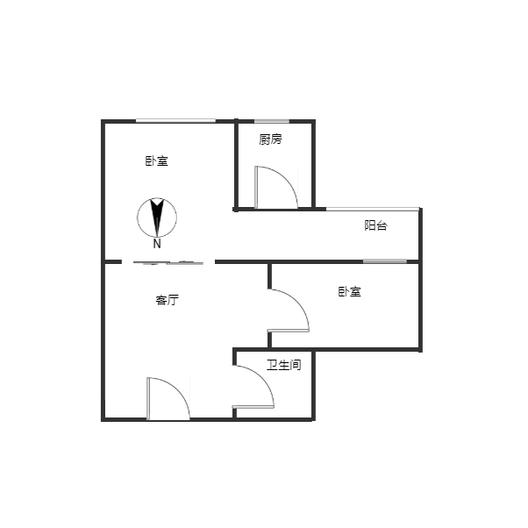 汇元学府一号2室1厅1卫户型图