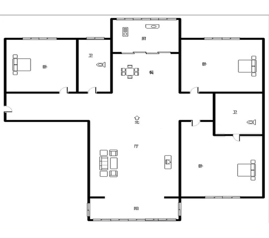 北京城建德信御府3室2厅2卫户型图