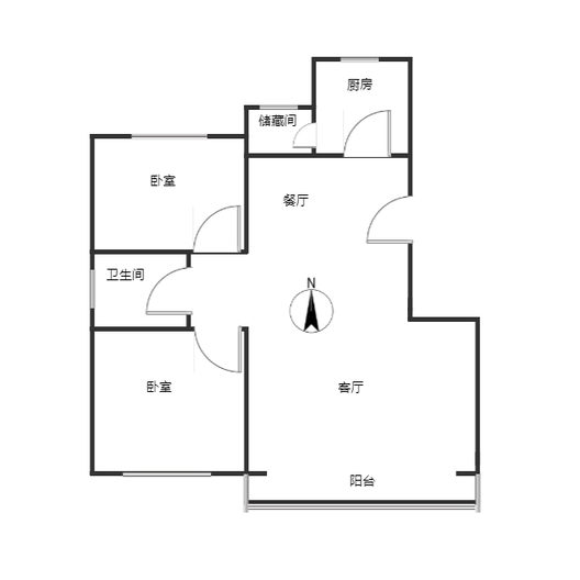 嵘御航城2室2厅1卫户型图