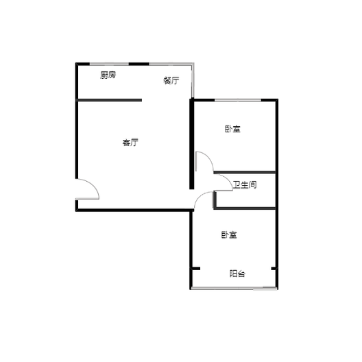 金域中央2室2厅1卫户型图