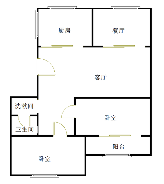 联合二号院2室2厅1卫户型图