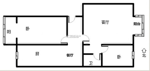 汇元时代2室2厅1卫户型图