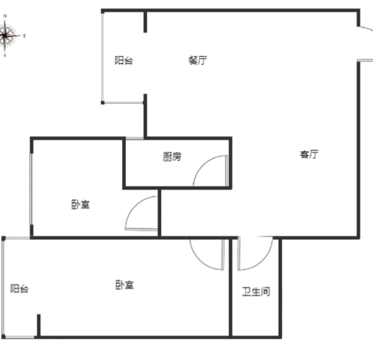 汇元新天地2室2厅1卫户型图