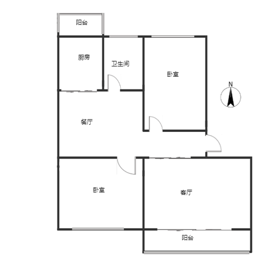 鹏润四季花园2室2厅1卫户型图