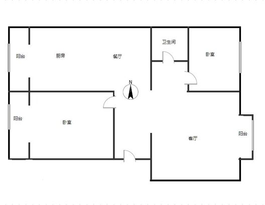 汇元时代2室2厅1卫户型图