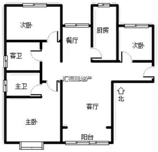 鸿坤理想湾3室2厅2卫户型图