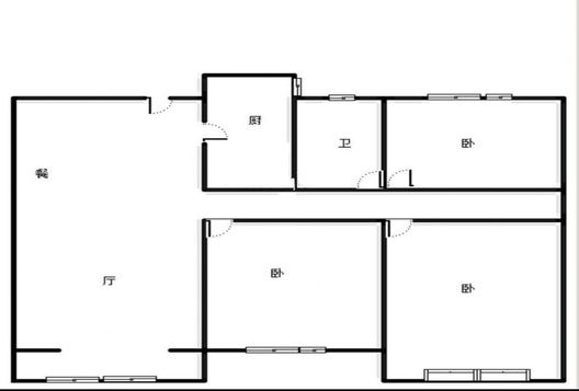 鸿坤理想尔湾3室2厅1卫户型图