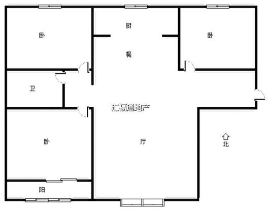 名流美域3室2厅1卫户型图