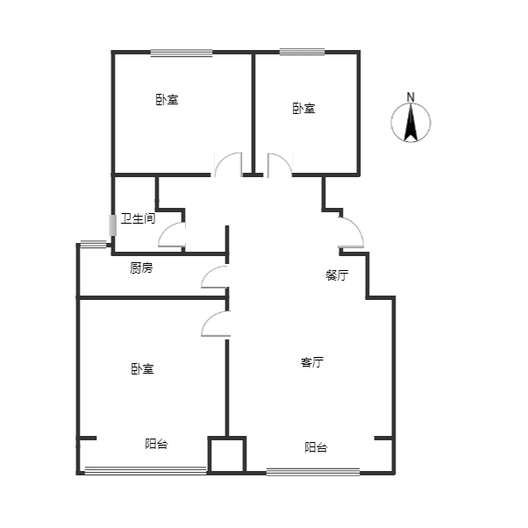 学府澜湾二期3室2厅1卫户型图