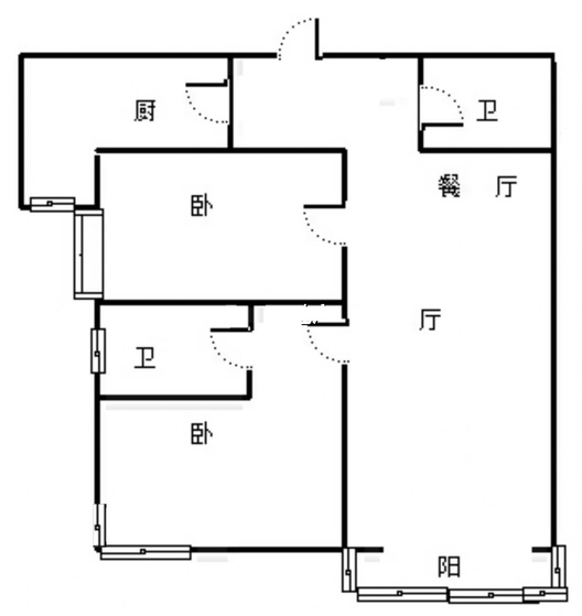 君临天下御景园2室2厅2卫户型图