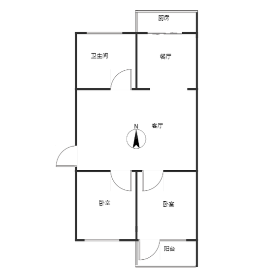 华北铝业生活小区（北院）2室2厅1卫户型图