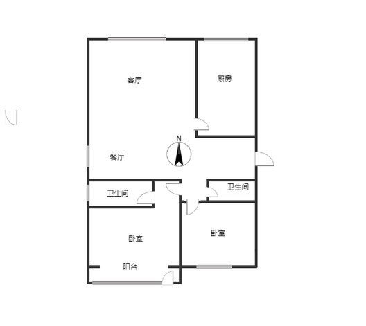 汇元四季橙2室2厅2卫户型图