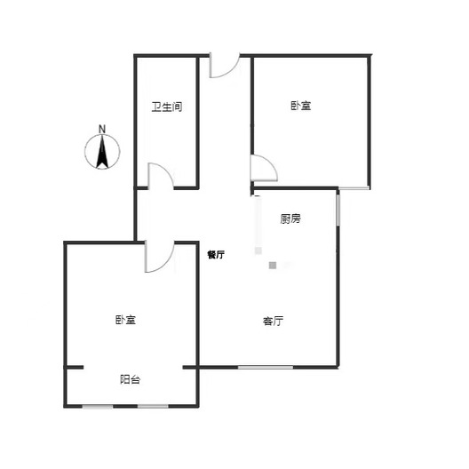 联合七号院2室2厅1卫户型图