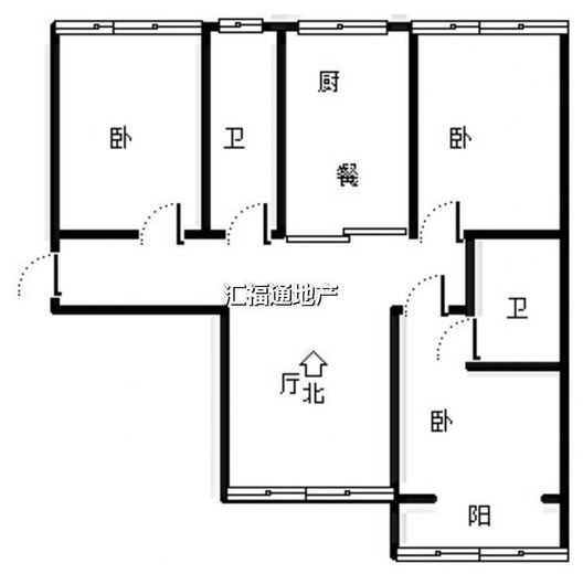 惠友万悦城3室2厅2卫户型图