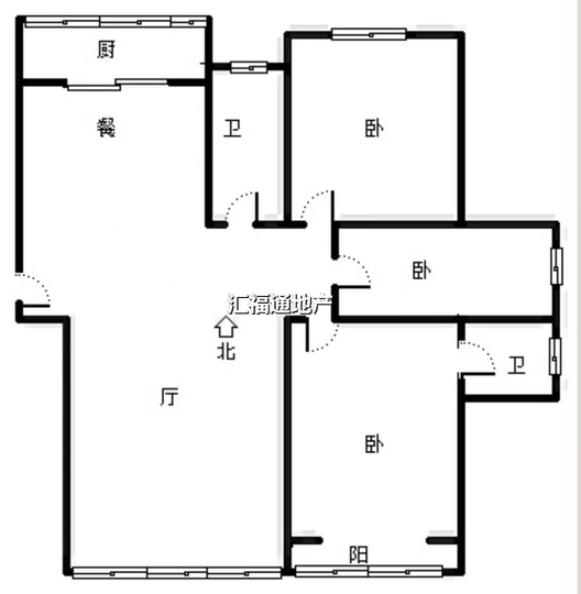温馨小区3室2厅2卫户型图