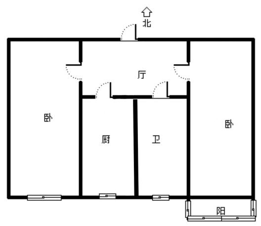 矿山局家属楼南院2室1厅1卫户型图