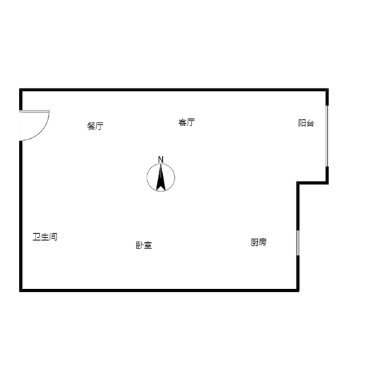 浪潮一览云山1室1厅1卫户型图