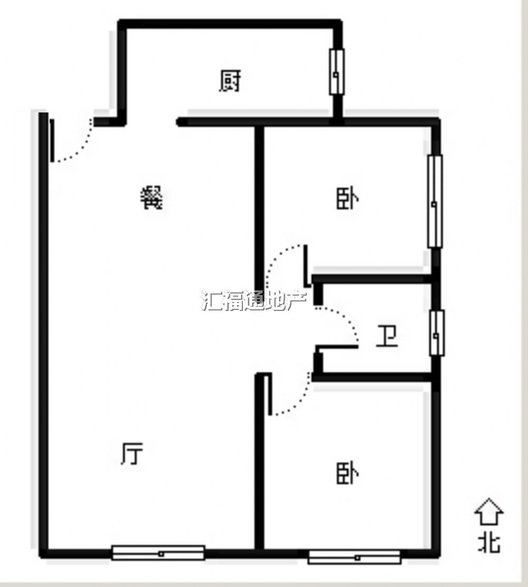 鸿坤理想湾2室2厅1卫户型图