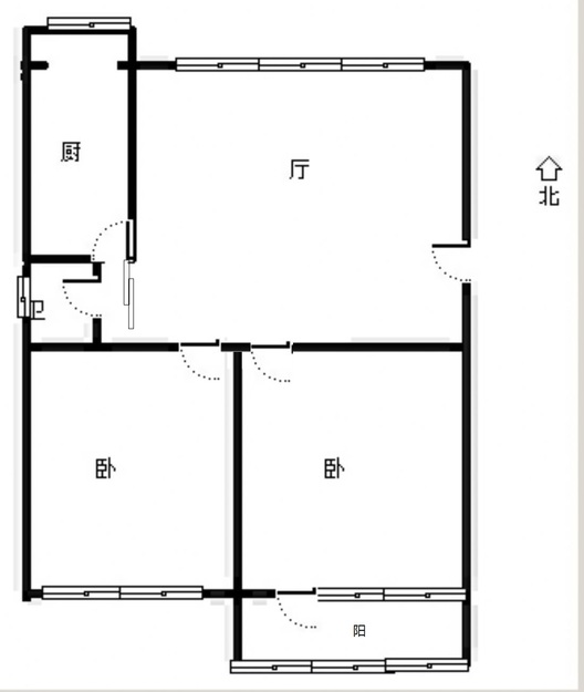 市值小区（文昌祠社区）2室1厅1卫户型图