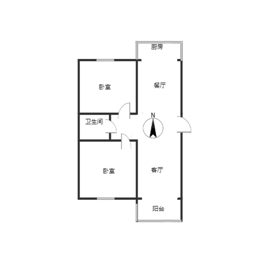 方正园2室2厅1卫户型图