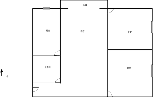 鸿盛凯旋门2室1厅1卫户型图