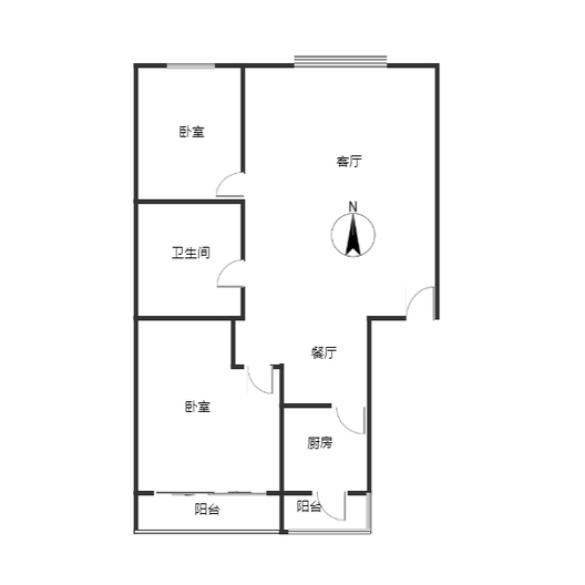 绿茵家园2室2厅1卫户型图