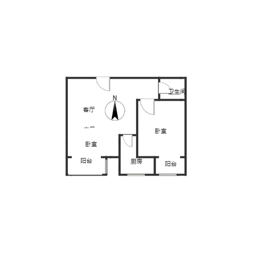 汇元新天地2室1厅1卫户型图