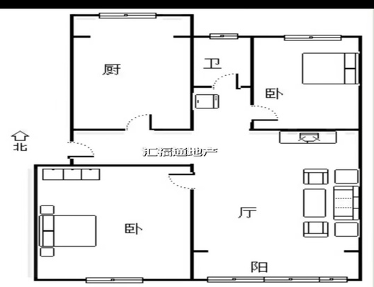 职教中心家属院2室1厅1卫户型图