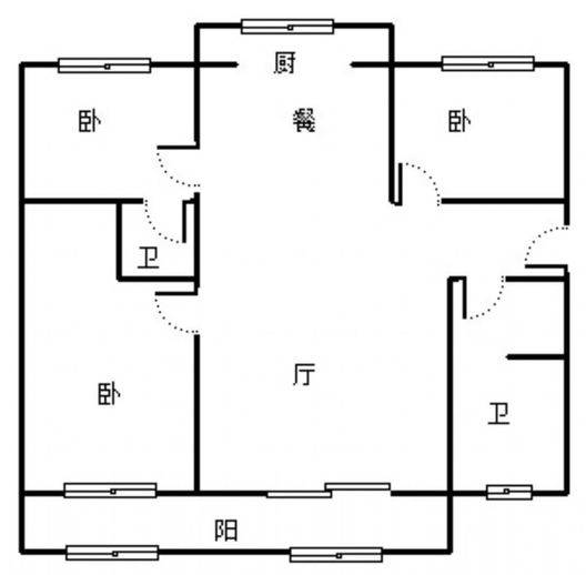 温馨小区3室2厅2卫户型图