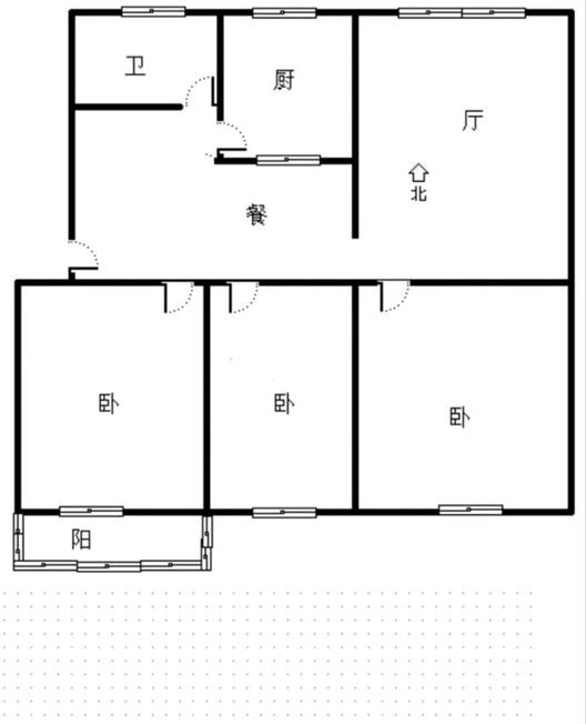 清凉寺居民小区3室2厅1卫户型图