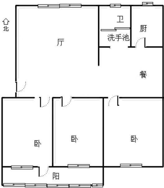 晨光小区3室2厅1卫户型图