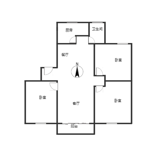 东方家园3室2厅1卫户型图