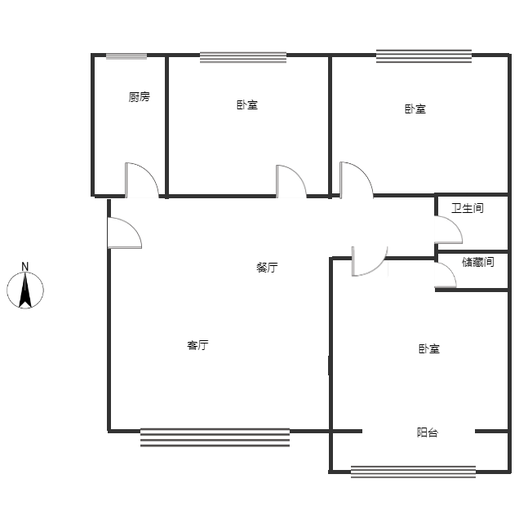 华阳风景小区3室2厅1卫户型图