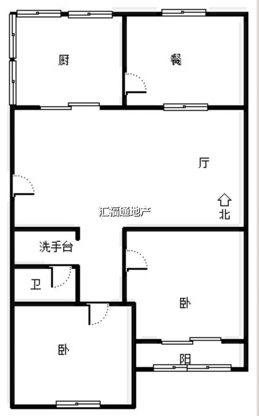华北铝业生活小区（北院）2室2厅1卫户型图