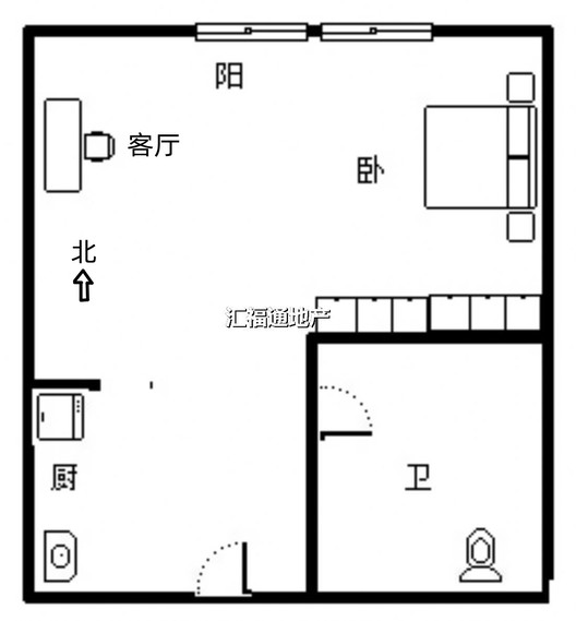 天保绿城1室1厅1卫户型图