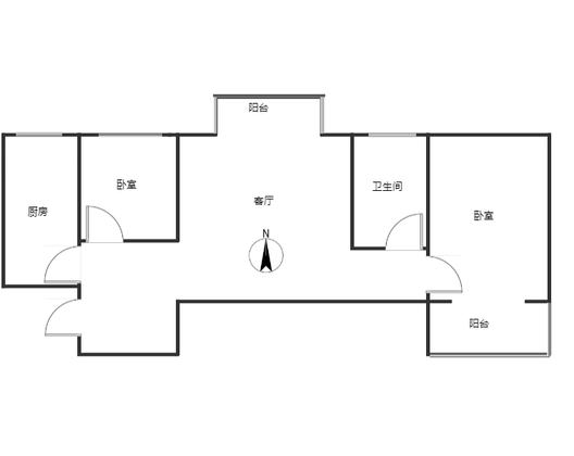 汇元新天地2室1厅1卫户型图