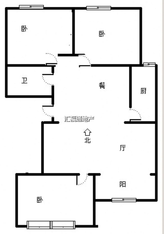 云景城3室2厅1卫户型图