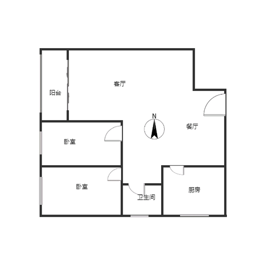 汇元新天地2室2厅1卫户型图