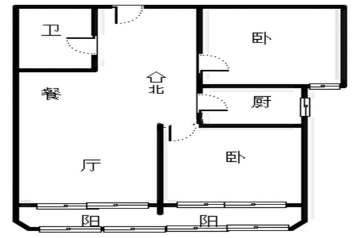 北京城建德信御府2室2厅1卫户型图