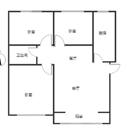 京中美居3室2厅1卫户型图
