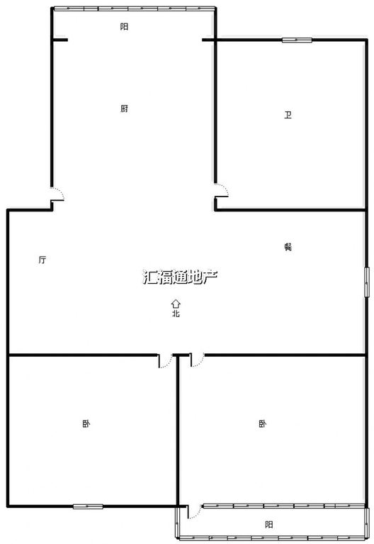 联合二号院2室2厅1卫户型图