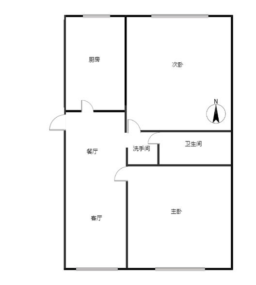 中铁建樾府国际2室2厅1卫户型图