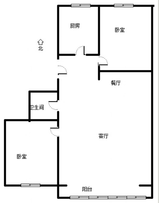 建厂局设计院家属楼2室1厅1卫户型图